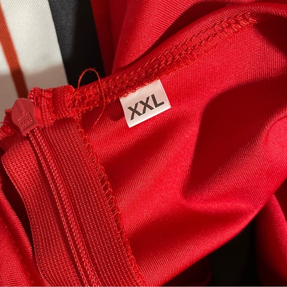 Women’s Red Black Striped Geometric Bow Dress Size XXL - Picture 9 of 9